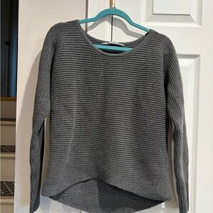Athleta Gray Ribbed Scoop Neck Sweater